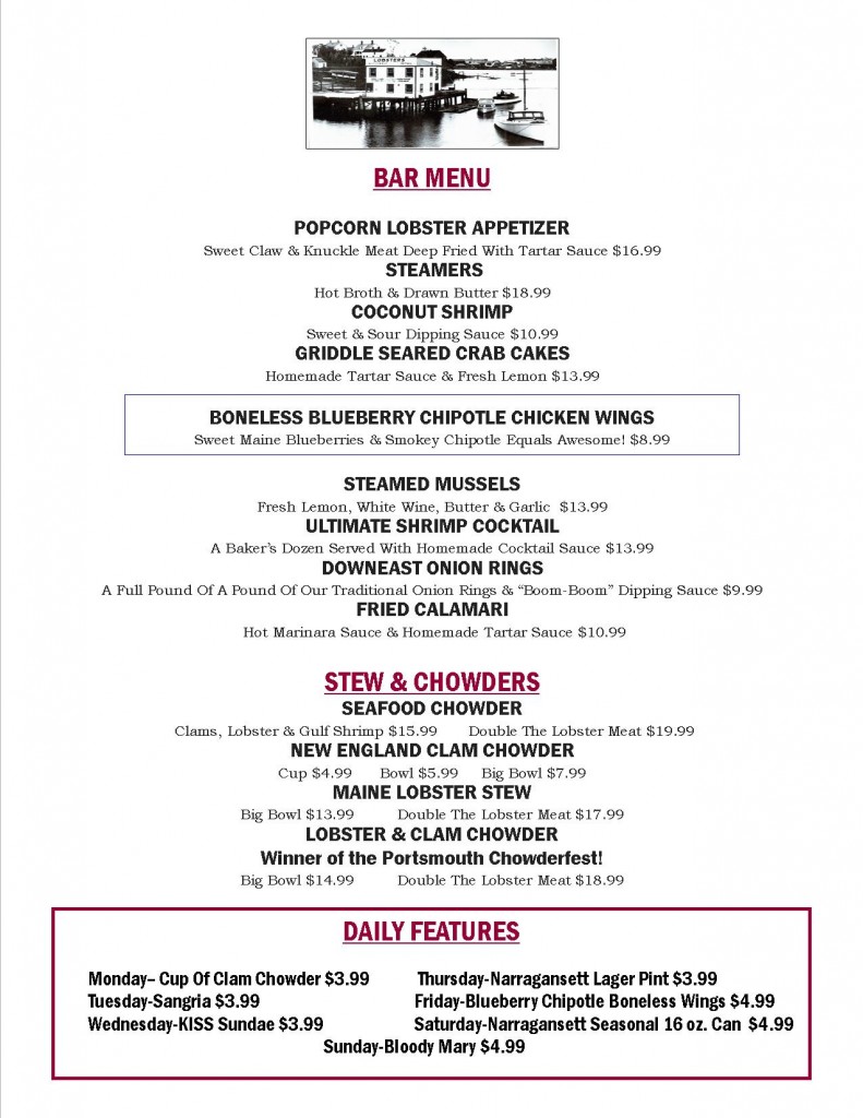 Lunch & Bar Menu Warren's Lobster House