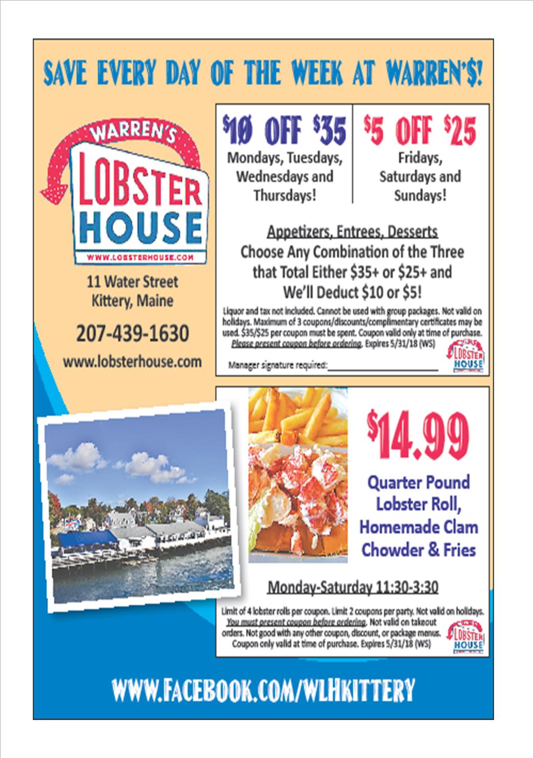 Warren's Lobster House Seafood Restaurants in Kittery Maine