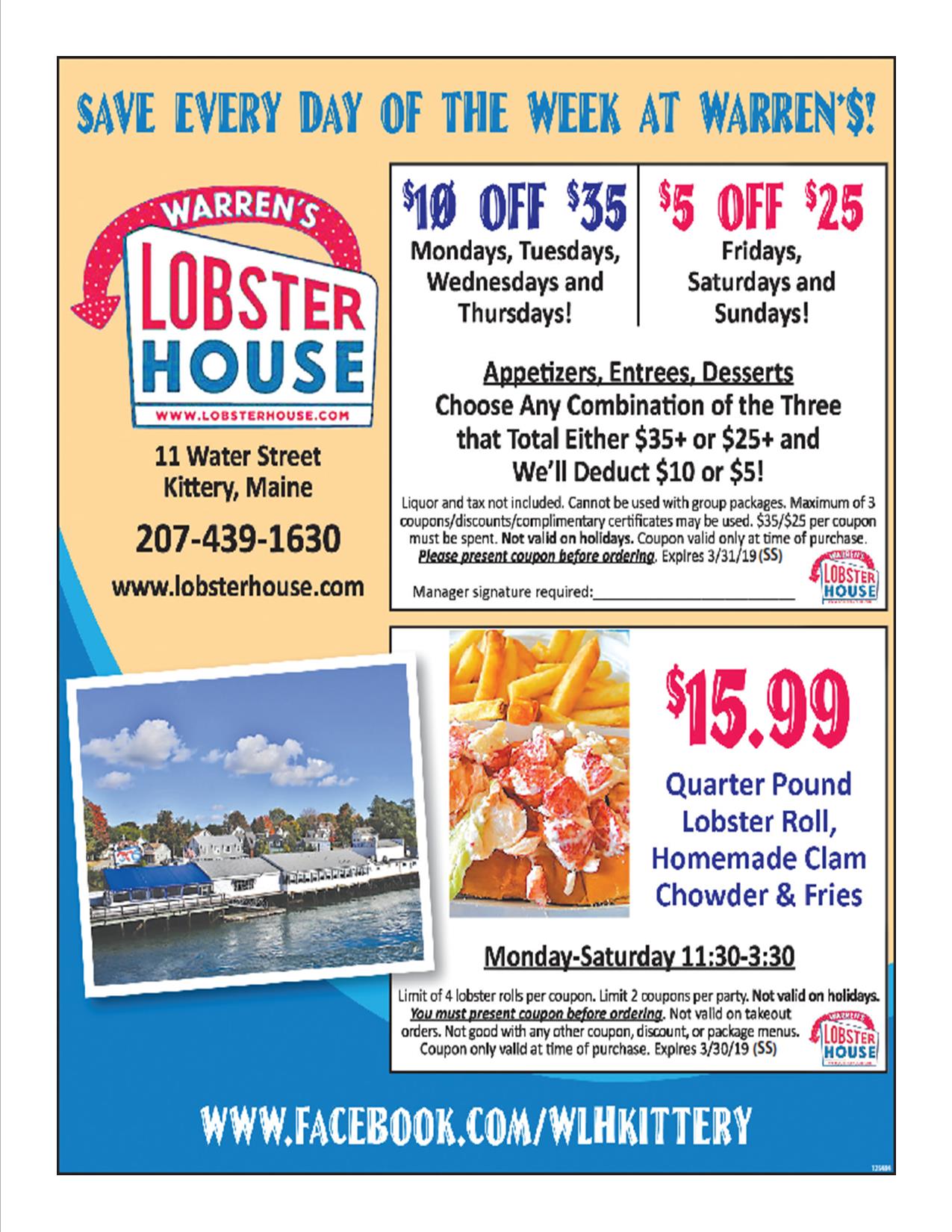 Coupons & Promotions Warren's Lobster House
