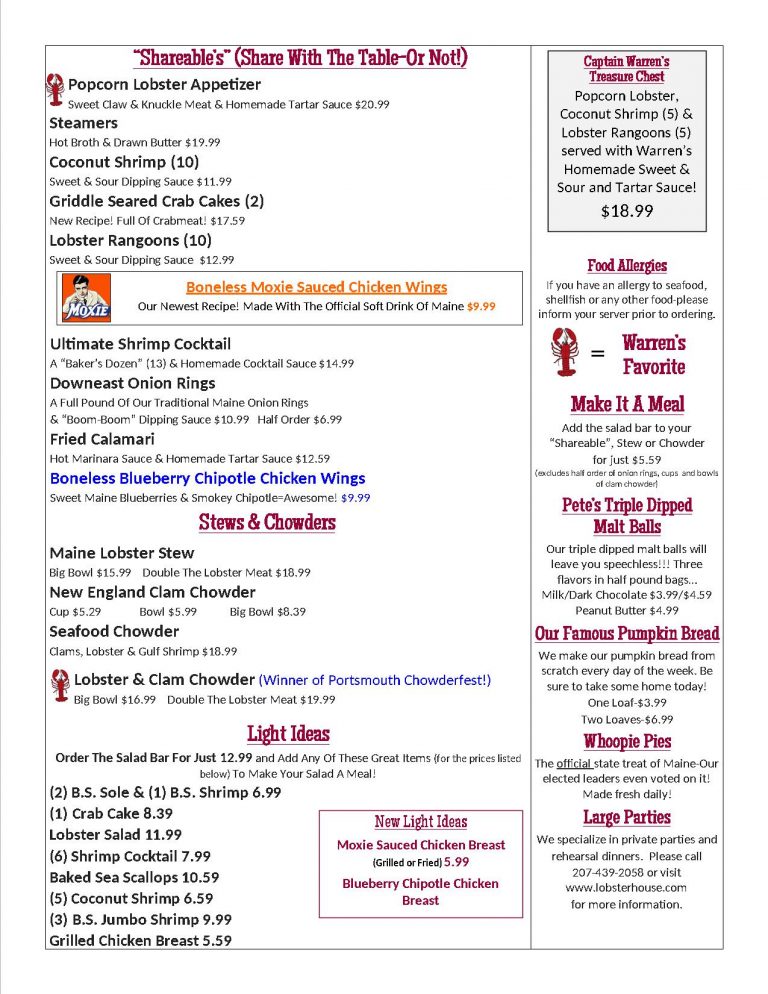 Dinner Warren's Lobster House