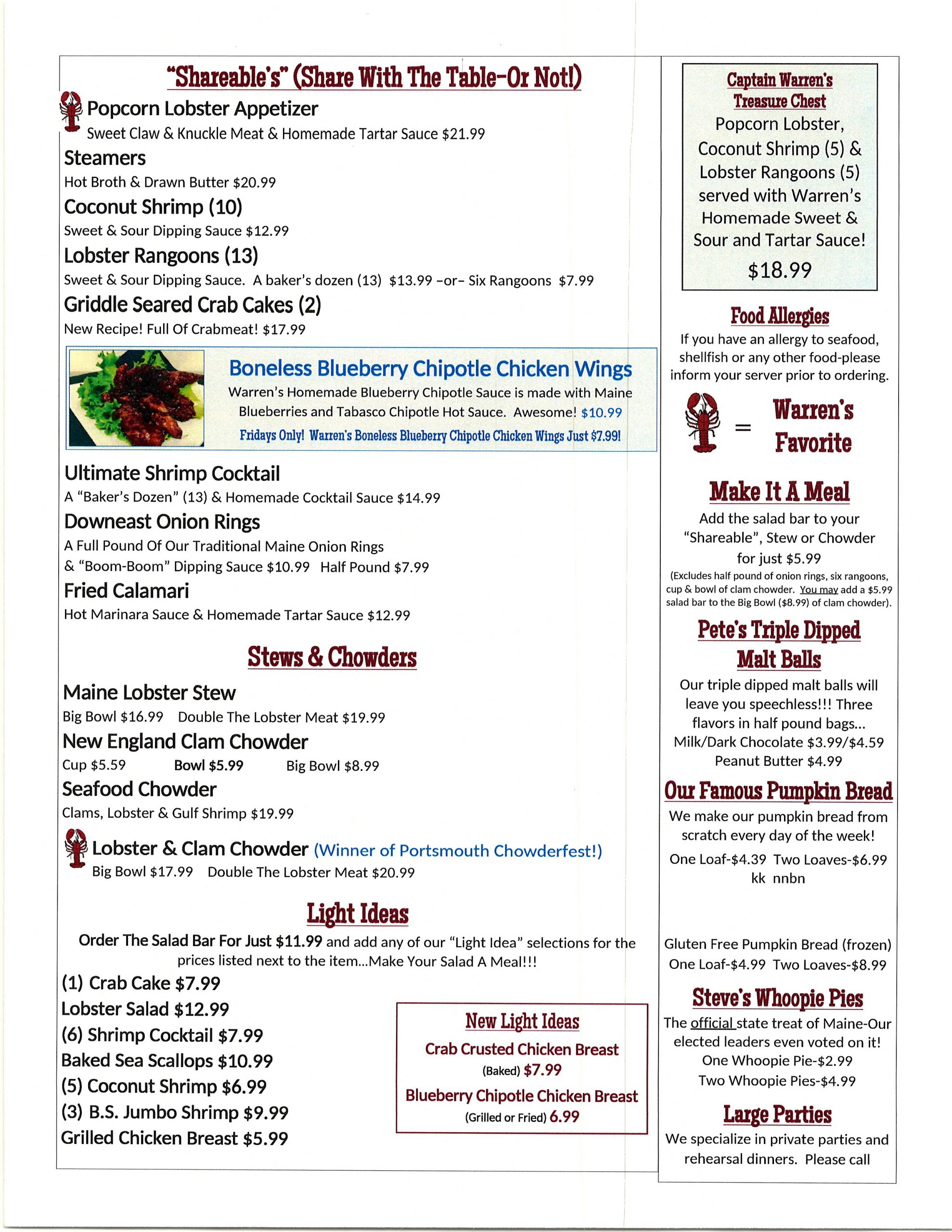 Dinner Warren's Lobster House